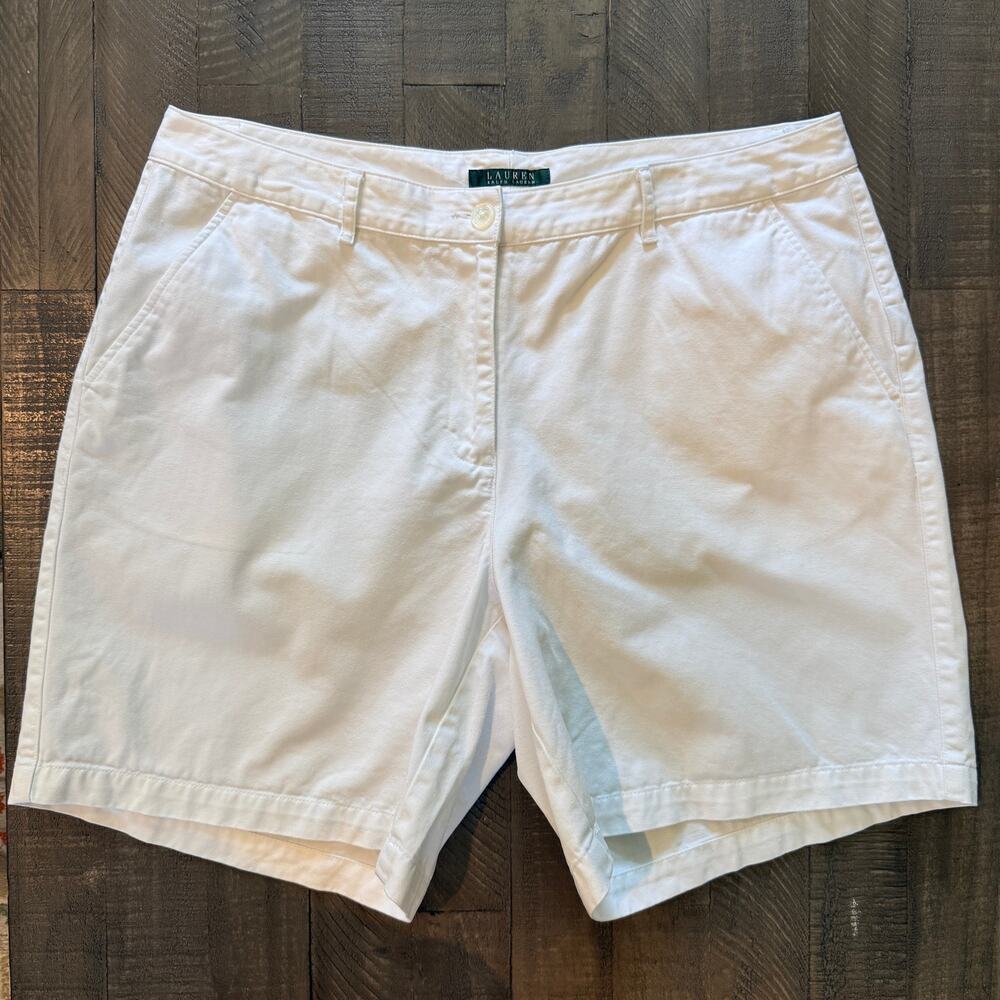 Lauren Ralph Lauren White Chino Shorts Women's Size 16W Plus Cotton